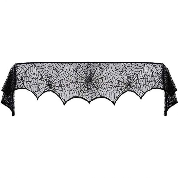 Halloween Elements Spooky Pattern Fireplace Cloth Black Lace Family Halloween Party Scene Decoration,model: Fireplace cloth H43181-3 797377461021