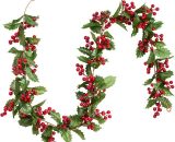 183cm Berry Wreath Holly Decoration, Christmas Wreaths with Pine Cones and Green Leaves, Artificial Red Berry Wreath for Holidays, Fireplace, Stairs, MM005255 9041180901160
