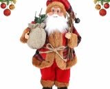 Mini Standing Santa Claus Figurine 32cm Traditional Red Xmas Decoration Ornament Doll Santa Figurine Long Beard for Window Table Fireplace Xmas PYP-5408 7374735509552